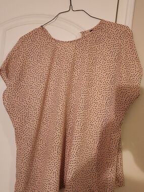 Halogen Women's Pink Polka Dot Blouse - Lightweight Short Sleeve Top